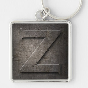 Black Metal Rustic Z Monogram Keychain