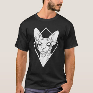 Black Metal Sphynx Cat Death Metal Goth  Men Women T-Shirt