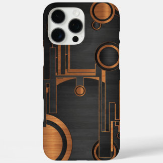 black metal with wood circles iPhone 16 pro max case