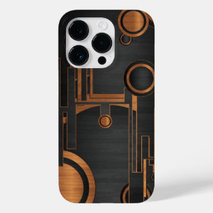 black metal with wood circles Case-Mate iPhone 14 pro case