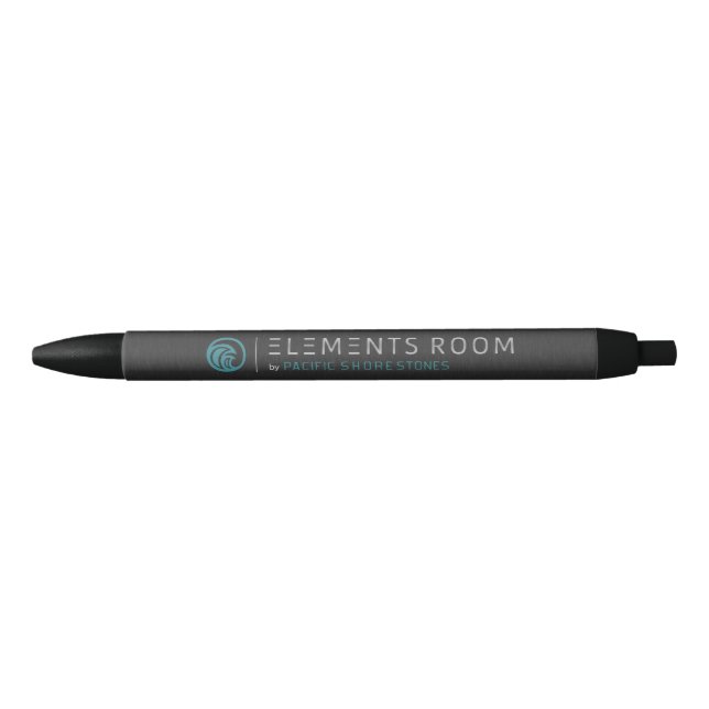Black Metallic Brushed Aluminium Look Black Ink Pen (Front)