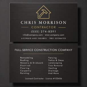 Black Metallic Building Construction  Business Card