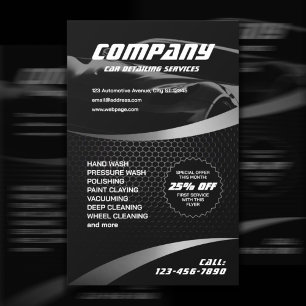 Black metallic carbon car detailing  flyer