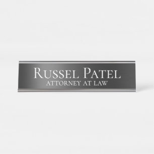 Black Metallic Contrast Lawyer Attorney Desk Name Plate
