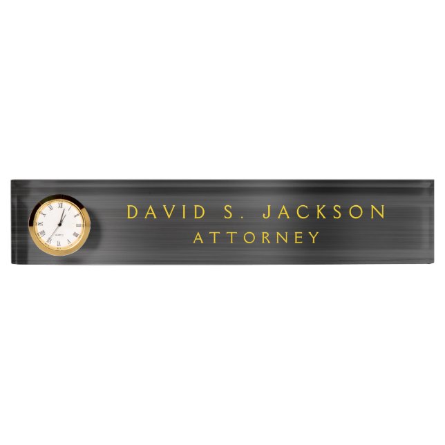 Black Metallic Corporate Custom Professional Nameplate (Front)