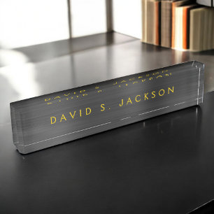 Black Metallic Corporate Custom Professional Nameplate