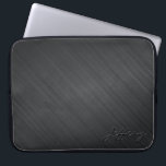 Black Metallic Design-Brushed Aluminium Look 2 Laptop Sleeve<br><div class="desc">Elegant simple and slick metallic design-brushed aluminium look 2. Custom and optional monogram. Available on other products</div>