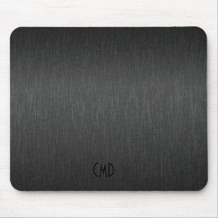 Black Metallic Design Brushed Aluminium Look Mouse Pad