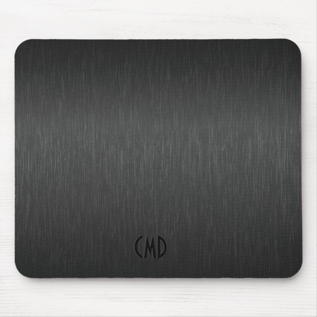 Black Metallic Design Brushed Aluminium Look Mouse Pad (Front)