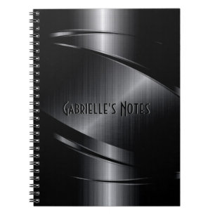 Black Metallic Design Stainless Steel Look Notebook