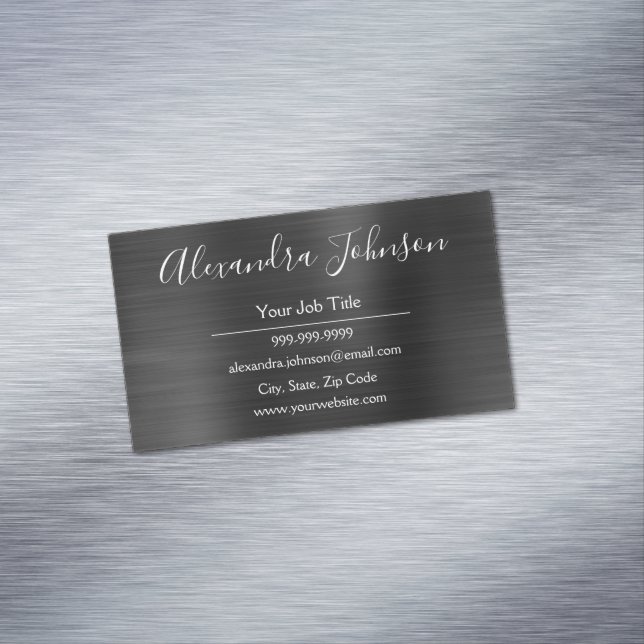 Black Metallic Foil Modern and Elegant Magnetic Business Card (In Situ)
