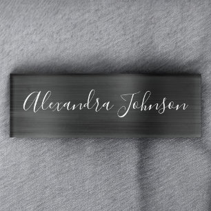 Black Metallic Foil Modern Business Name Tag