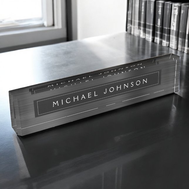 Black Metallic Foil Modern Custom Professional Nameplate (Creator Uploaded)