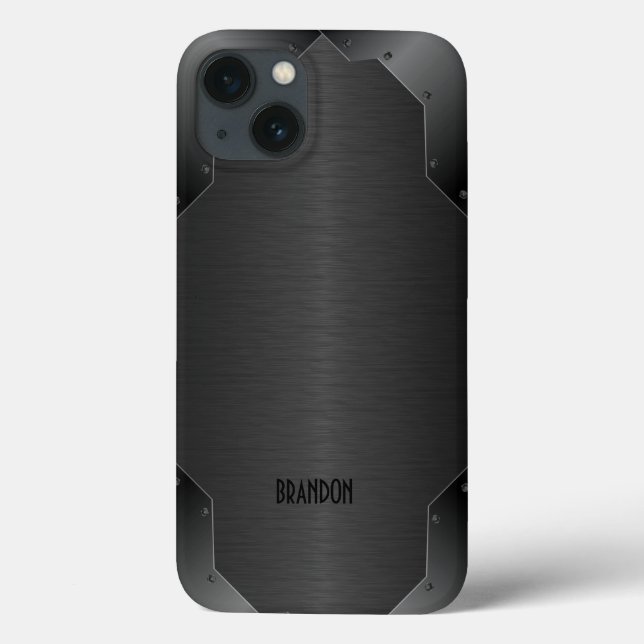 Black metallic geometric design iPhone case (Back)