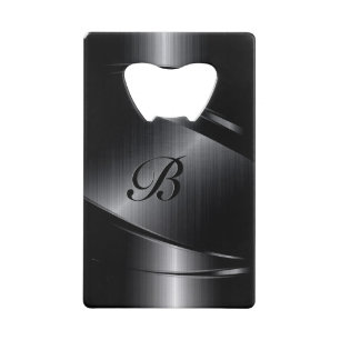 Black Metallic Geometric Design Monogram