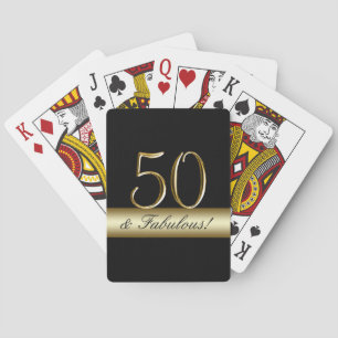 Black Metallic Gold 50th Birthday Playing Cards