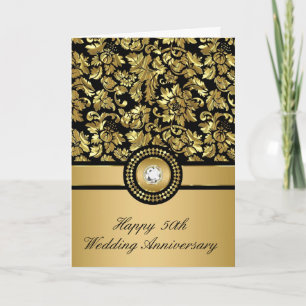 Black & Metallic Gold Vintage Damasks Card
