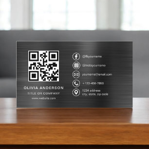 Black Metallic Minimalist Logo Social Media Icons Business Card
