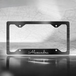 Black Metallic Modern Brushed Metal Monogram Licence Plate Frame<br><div class="desc">Modern Black Faux Foil Brushed Metal Elegant Monogram License Plate. This monogrammed License Plate can be customised to include your first name and makes a great Sweet 16 Birthday or Christmas gift for your Car.</div>