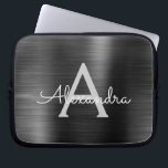 Black Metallic Modern Stainless Steel Monogram Laptop Sleeve<br><div class="desc">Black and Grey Faux Stainless Steel Metallic Foil Modern and Elegant Monogram Sleeve. This monogrammed personalised laptop sleeve can be customised to include your initial and first name and makes a perfect Christmas or Birthday Gift.</div>