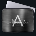 Black Metallic Modern Stainless Steel Monogram Laptop Sleeve<br><div class="desc">Black and Grey Faux Stainless Steel Metallic Foil Modern and Elegant Monogram Sleeve. This monogrammed personalised laptop sleeve can be customised to include your initial and first name and makes a perfect Christmas or Birthday Gift.</div>