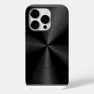 Black Metallic Pattern Stainless Steel Look 3 iPhone Case