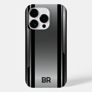Black & Metallic Silver Geometric Masculine Design Case-Mate iPhone 14 Pro Case