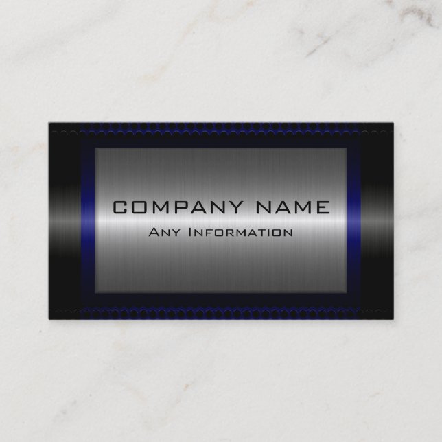 Black Metallic Silver Grey Steel Metal Look #18 Business Card (Front)