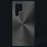 Black Metallic Texture Stainless Steel Look Samsung Galaxy Case<br><div class="desc">Slick simple image of a shiny metallic texture,  stainless steel look. Customisable black text monogram. Elegant monochromatic design.</div>