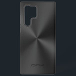 Black Metallic Texture Stainless Steel Look Samsung Galaxy Case<br><div class="desc">Slick simple image of a shiny metallic texture,  stainless steel look. Customisable black text monogram. Elegant monochromatic design.</div>
