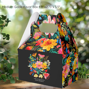 Black Mexican Bright Floral Fiesta Birthday Favour Box