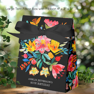 Black Mexican Bright Floral Fiesta Birthday Favour Box