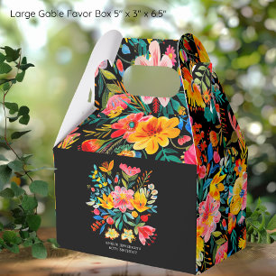 Black Mexican Bright Floral Fiesta Birthday Favour Box