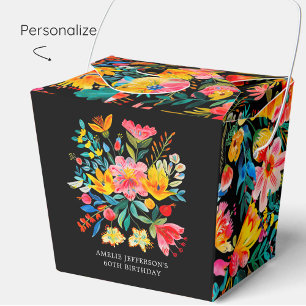 Black Mexican Bright Floral Fiesta Birthday Favour Box