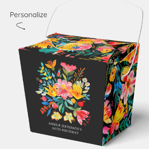 Black Mexican Bright Floral Fiesta Birthday Favour Box