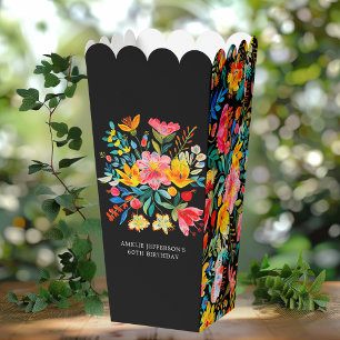 Black Mexican Bright Floral Fiesta Birthday Favour Box
