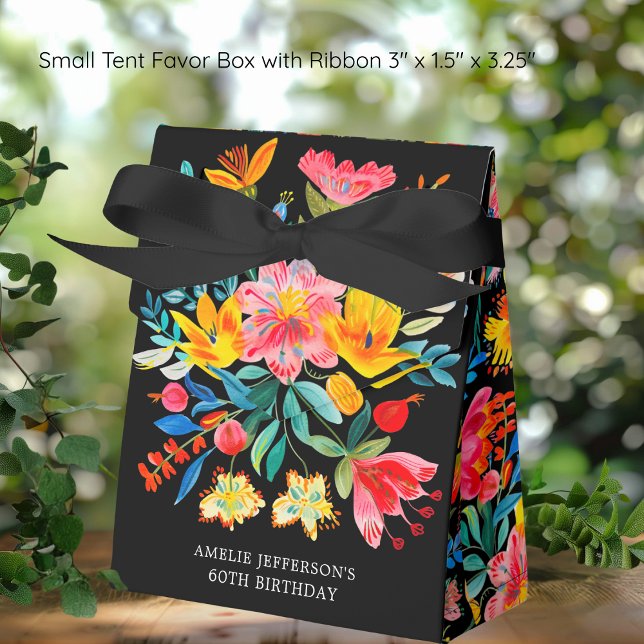 Black Mexican Bright Floral Fiesta Birthday Favour Box (Creator Uploaded)