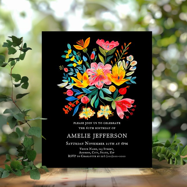 Black Mexican Fiesta Budget Birthday Invitation (Creator Uploaded)