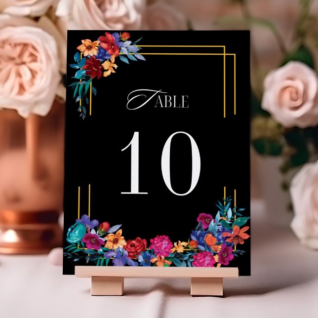 Black Mexican Fiesta Floral Wedding Table Number (Creator Uploaded)