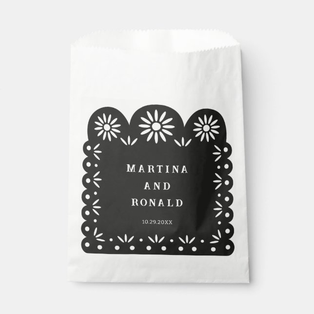 BLACK MEXICAN PAPEL PICADO FAVOUR BAG (Front)