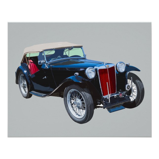 Black Mg Tc Antique Car Poster (Front)