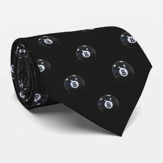 Black Micro 8 Ball Billiards Pool Player Cool Tie