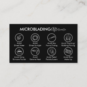 Black Microblading Healing Aftercare Instructions Business Card