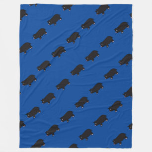 Black Mini Pig Fleece Blanket