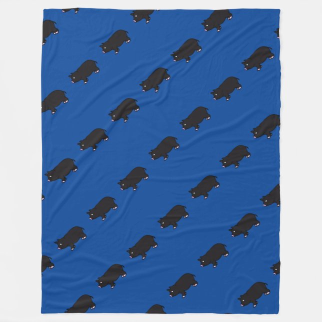 Black Mini Pig Fleece Blanket (Front)