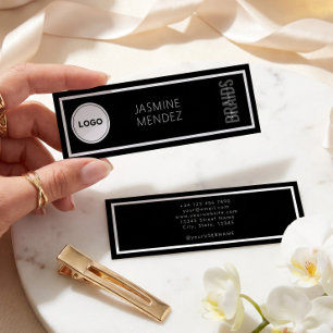 Black Mini Slim Braiding Salon Logo Hair Braider Business Card