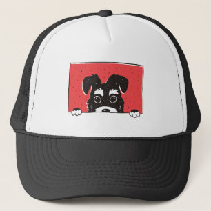 Black Miniature Schnauzer Puppy Trucker Hat