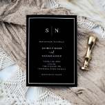 Black Minimal and Chic | White Border Wedding Invitation<br><div class="desc">These elegant,  modern wedding invitations feature a simple dark black minimalist text design,  with a classic white frame at the border. Add your initials or monogram to make them completely your own.</div>