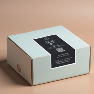 Black Minimal Business Logo Thanks Box Seal Labels