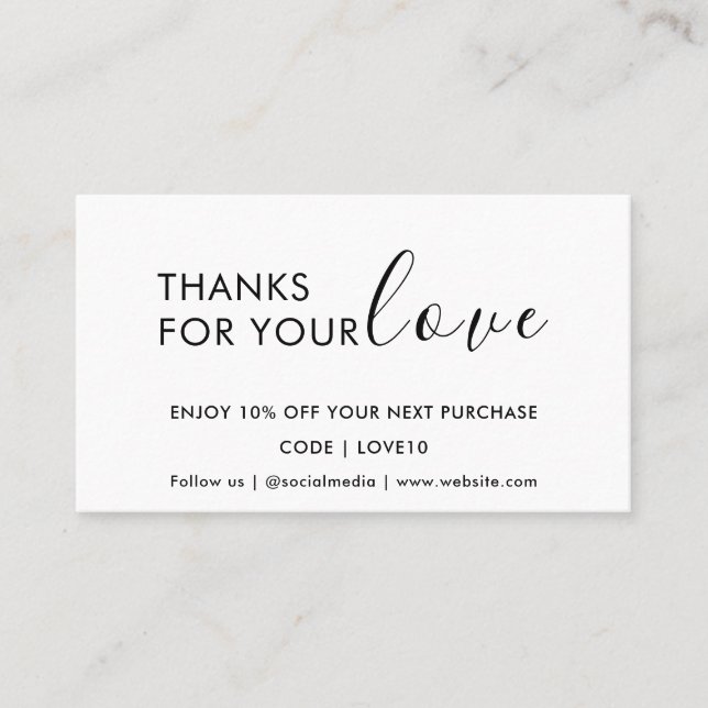Black Minimal Coupon Thank You Insert (Front)